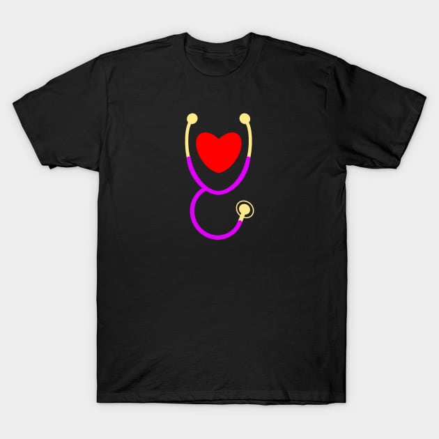 Pediatric Nurse Simple Stethoscope Love Birthday Gift Idea T-Shirt by SpaceKiddo